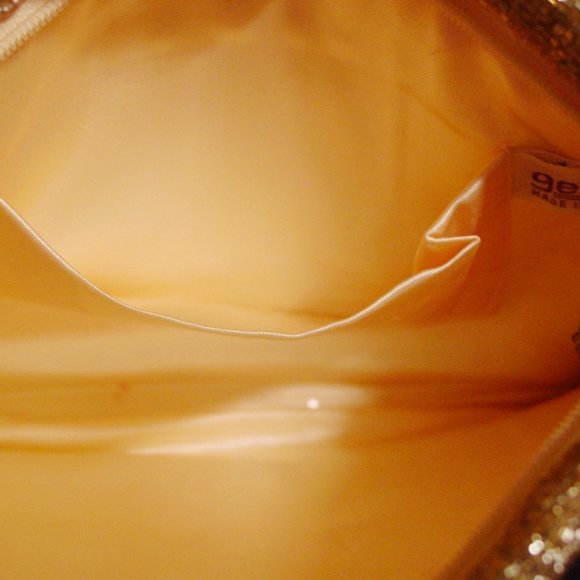 Vintage GENIE Gold Bugle Bead Asian Evening Bag Clutch 8" - Picture 7 of 10